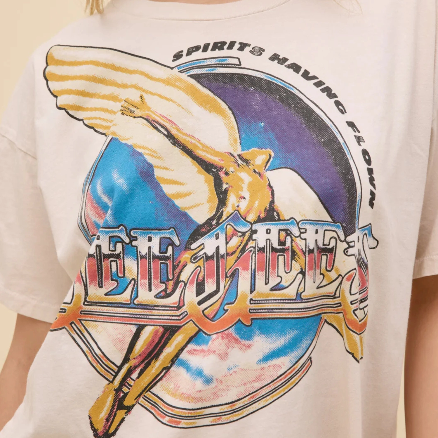 Durable Stitch Pattern Bee Gees Spirits Having Flown Merch Tee (Dirty White)