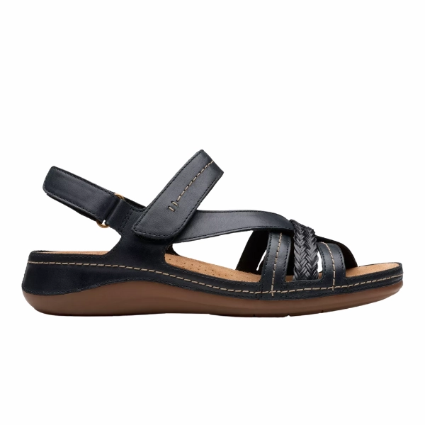 Clarks Women's Cecily Strap Leather Wide Black Combo All-Age Fit Everyday Pick