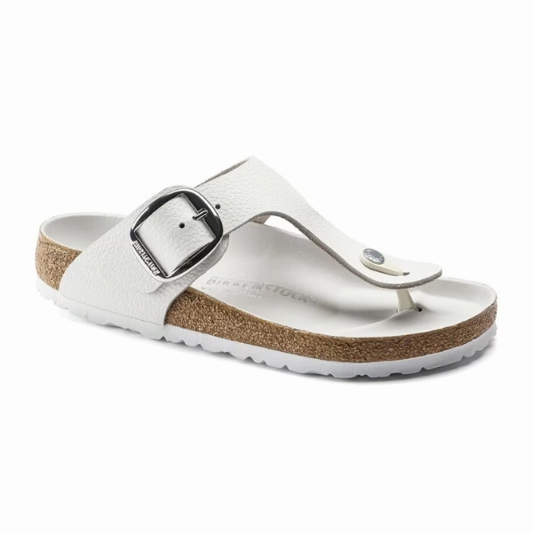 Birkenstock Women's Gizeh Big Buckle Leather White Fashionable Travel Shoes