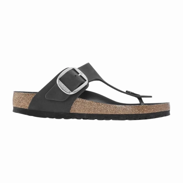 Footwear for Active Lifestyle All Day Comfort Padding Birkenstock Women's Gizeh Big Buckle Oiled Leather Black