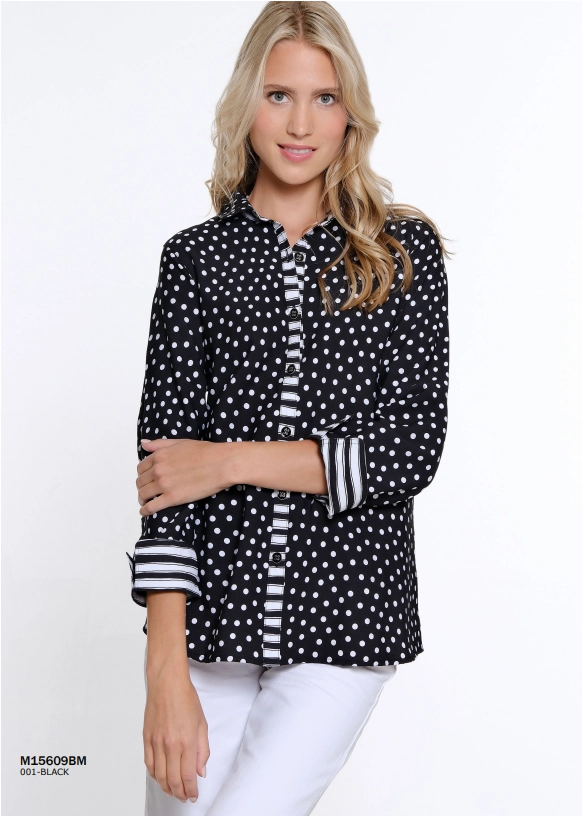 Black & White Button Front Top by Multiples AntiStaticLining
