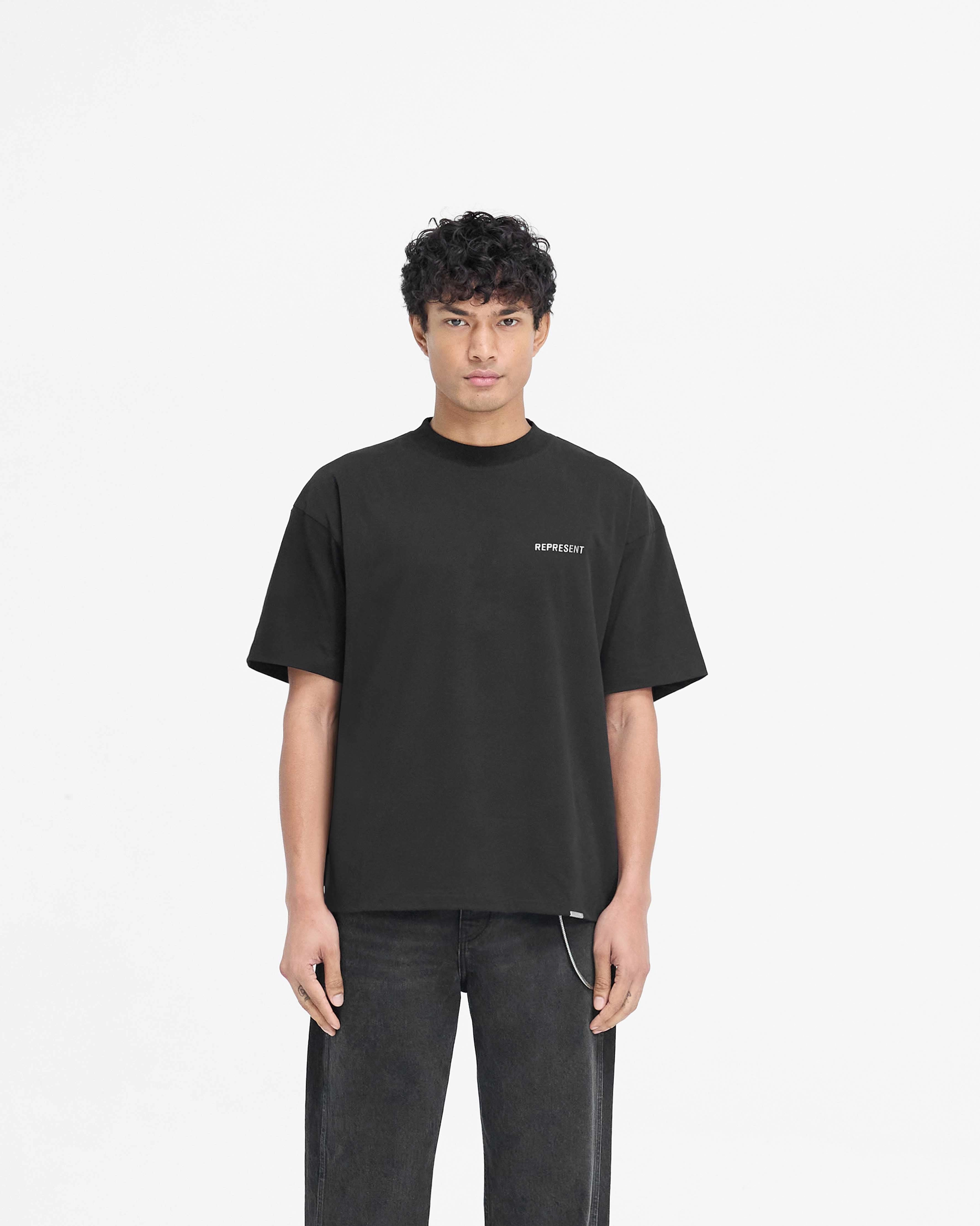 VintageWashEffect Soft Lining Block Logo T-Shirt - Jet Black