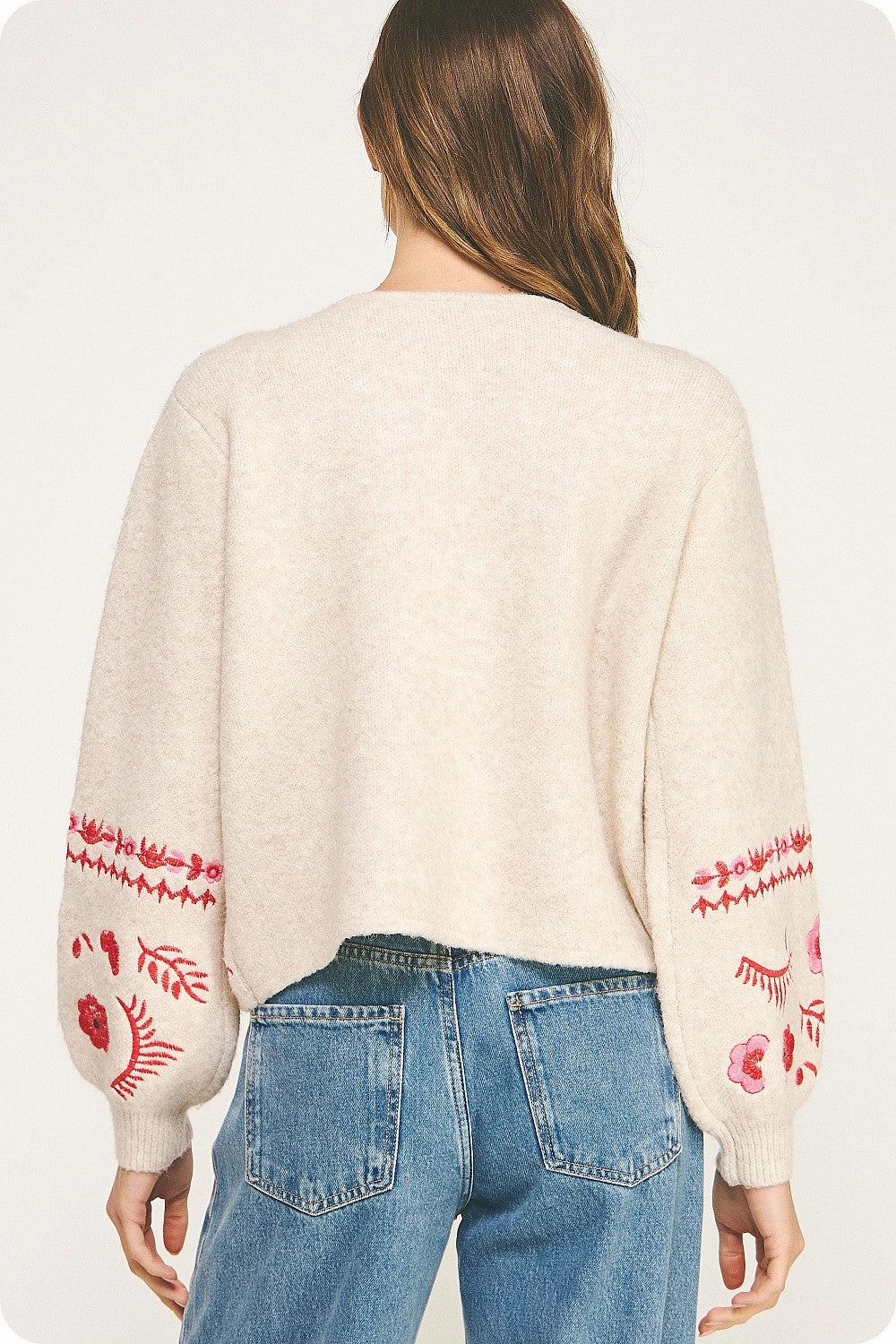 Fashionable Fit Blush Bloom Embroidered Cardigan