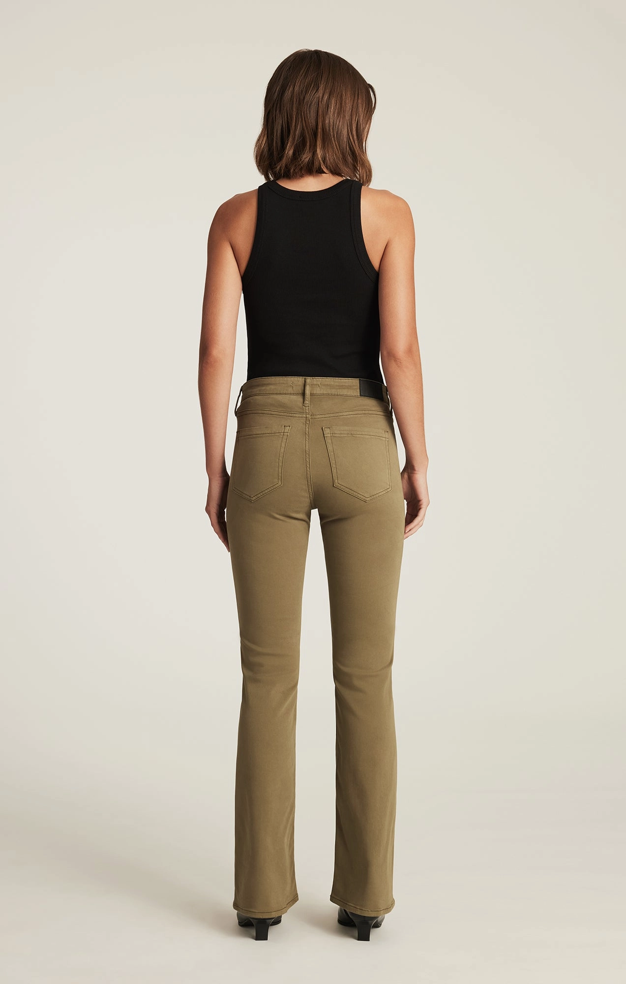 Travel Friendly VICKY PATCH POCKET BOOTCUT IN DARK OLIVE SATEEN