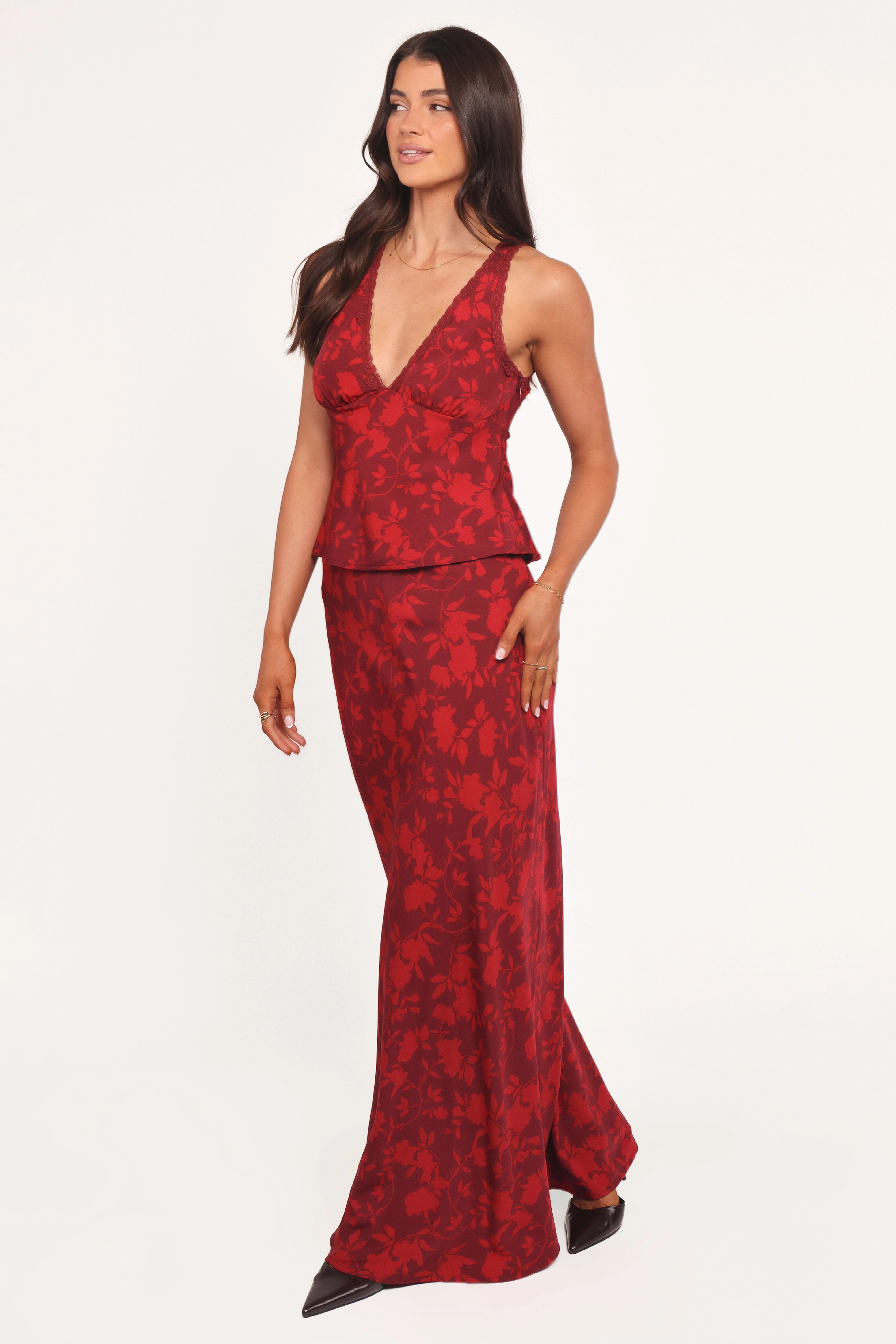 Collector??s Item Velman Skirt - Burgundy Floral