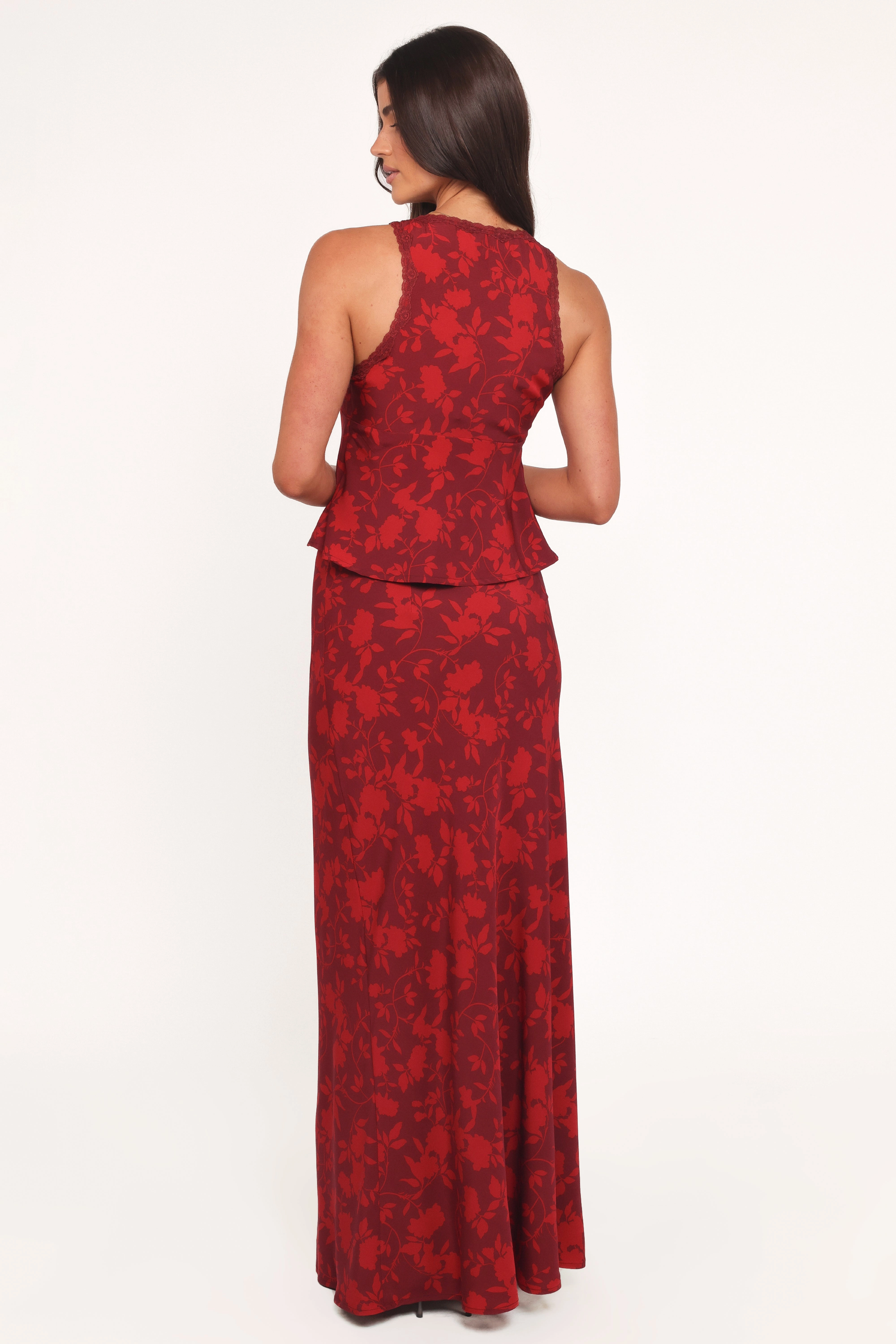 Velman Skirt - Burgundy Floral Minimalist Style Quiet Style