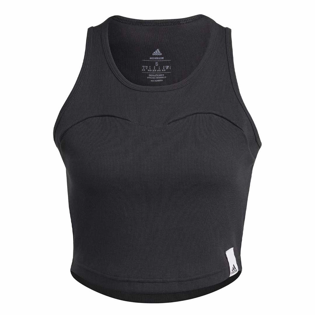 adidas - Women's Lounge Rib Tank Top (IC9449) Full Length Zipper Closure OdorResistantTreatment