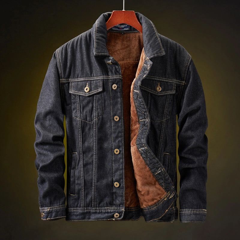 Sleek Outdoor Look Wind Resistant Fabric West Louis? Cowboy Fleece Denim Jacket