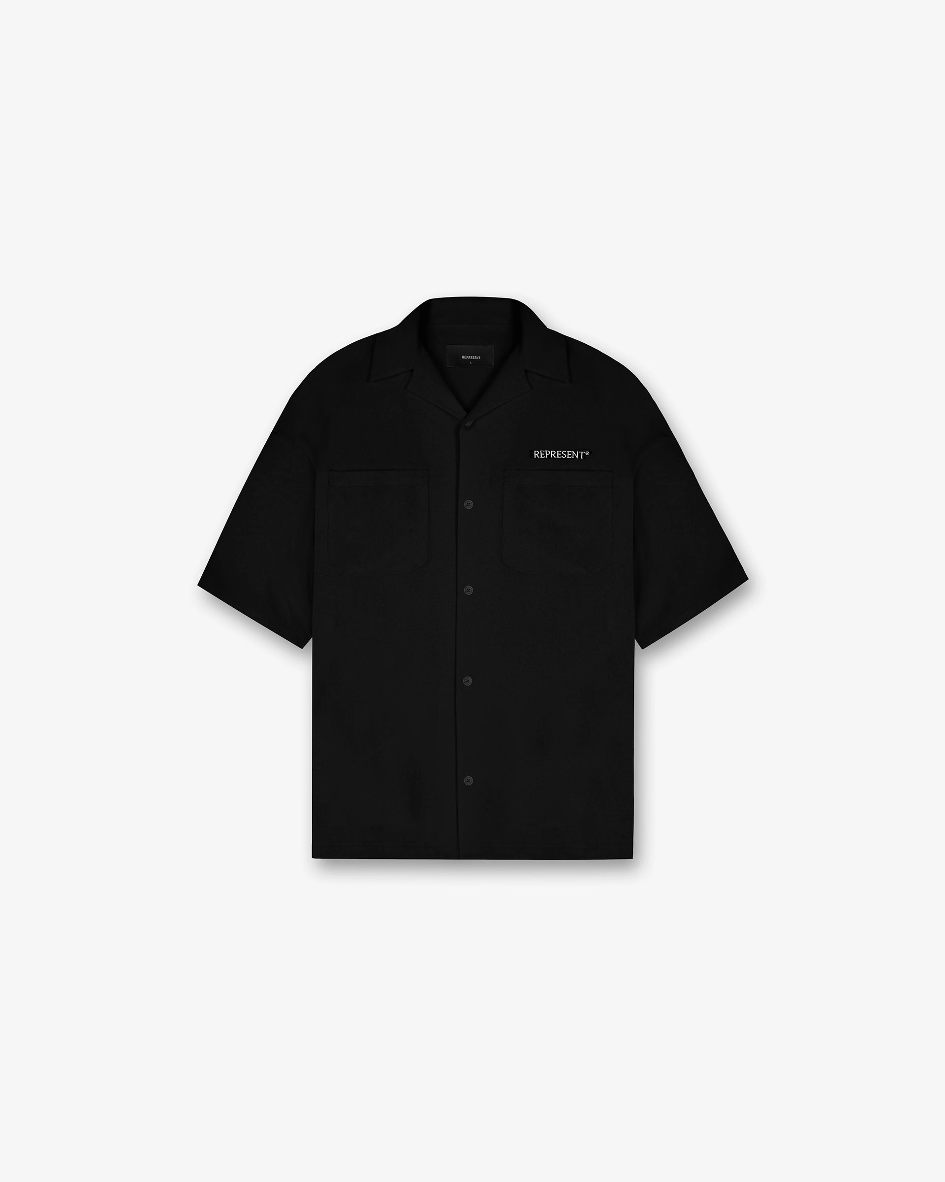 Adjustable Cuffs Customizable Option Bowling Shirt - Black