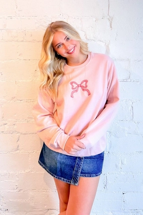 Organic Cotton Yarn Bowtiful Embroidered Sweatshirt
