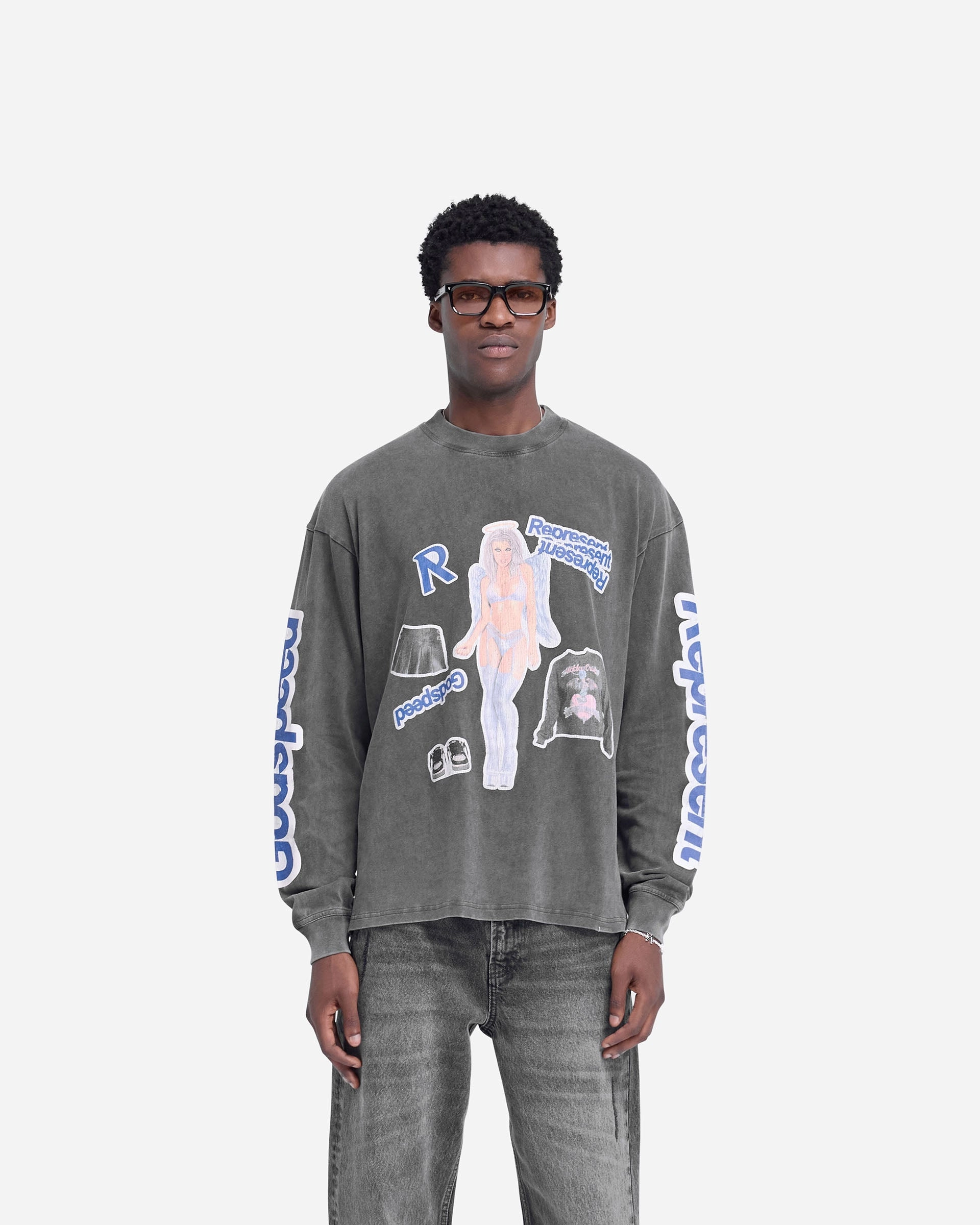 Slim Fit Cut Question Your Innocence Long Sleeve T-Shirt - Vintage Grey