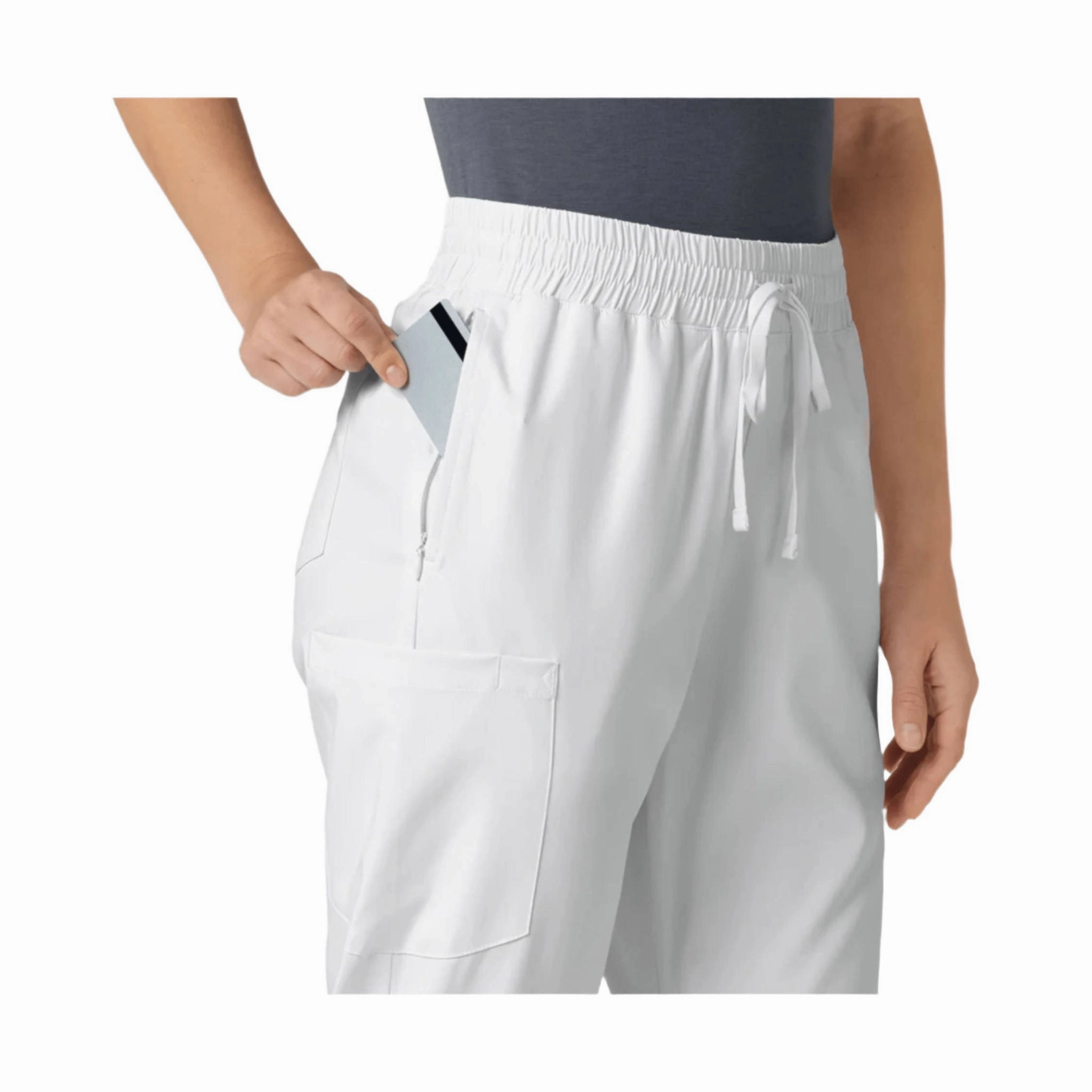 Wink Women's Boundless Bootcut Scrub Pant - White relaxed shape