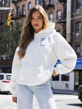 Brooklyn 610 Oversized Hoodie - Marl White Quick Slip Fashion Vibe