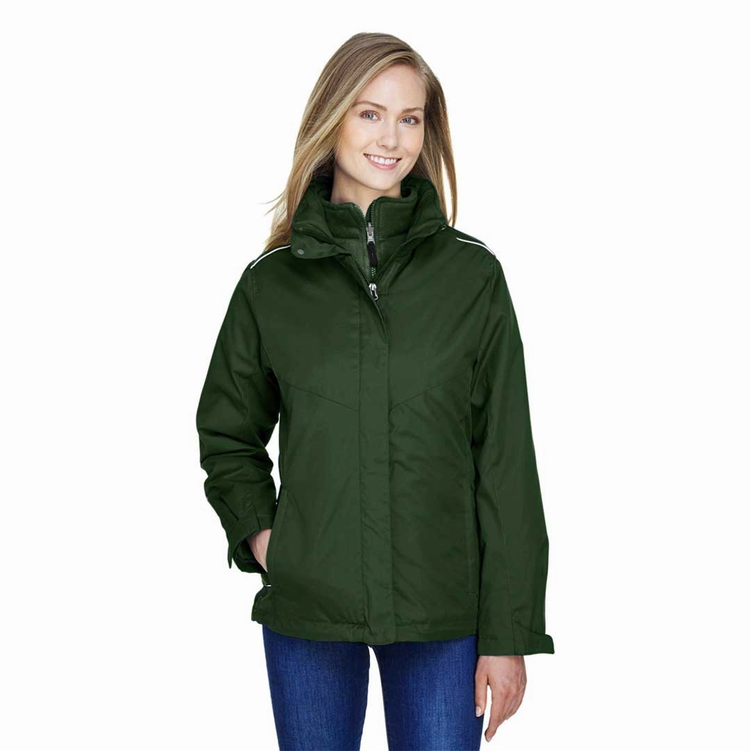Core365 - Women's Region 3-In-1 Fleece Liner Jacket (78205 630) Multi Pocket Design Lightweight Waterproof Jacket