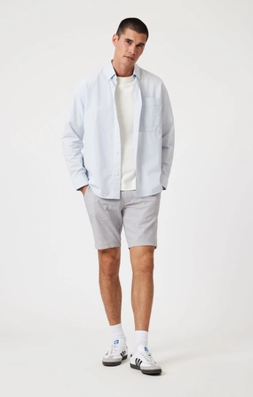 Slim Shape NOAH SHORTS IN LIGHT GREY LINEN STRIPE
