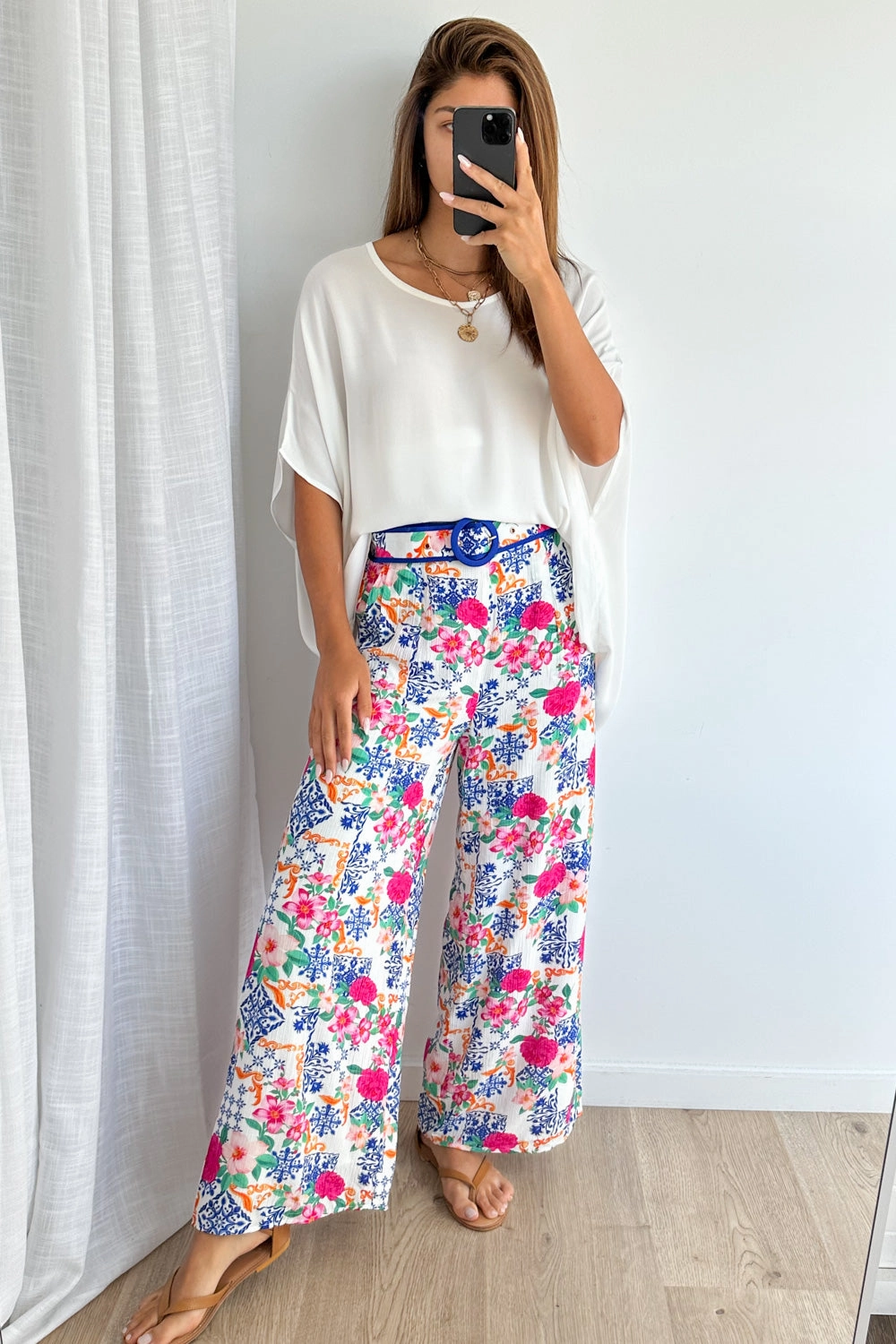 Cali Tile Pants - Cobalt Fuchsia Tile Mesh Comfort