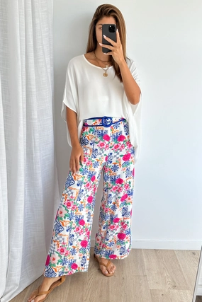 Cali Tile Pants - Cobalt Fuchsia Tile Clean Finish