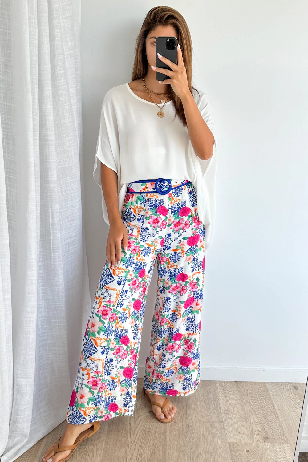 Stylish Fit Urban Cool Cali Tile Pants - Cobalt Fuchsia Tile