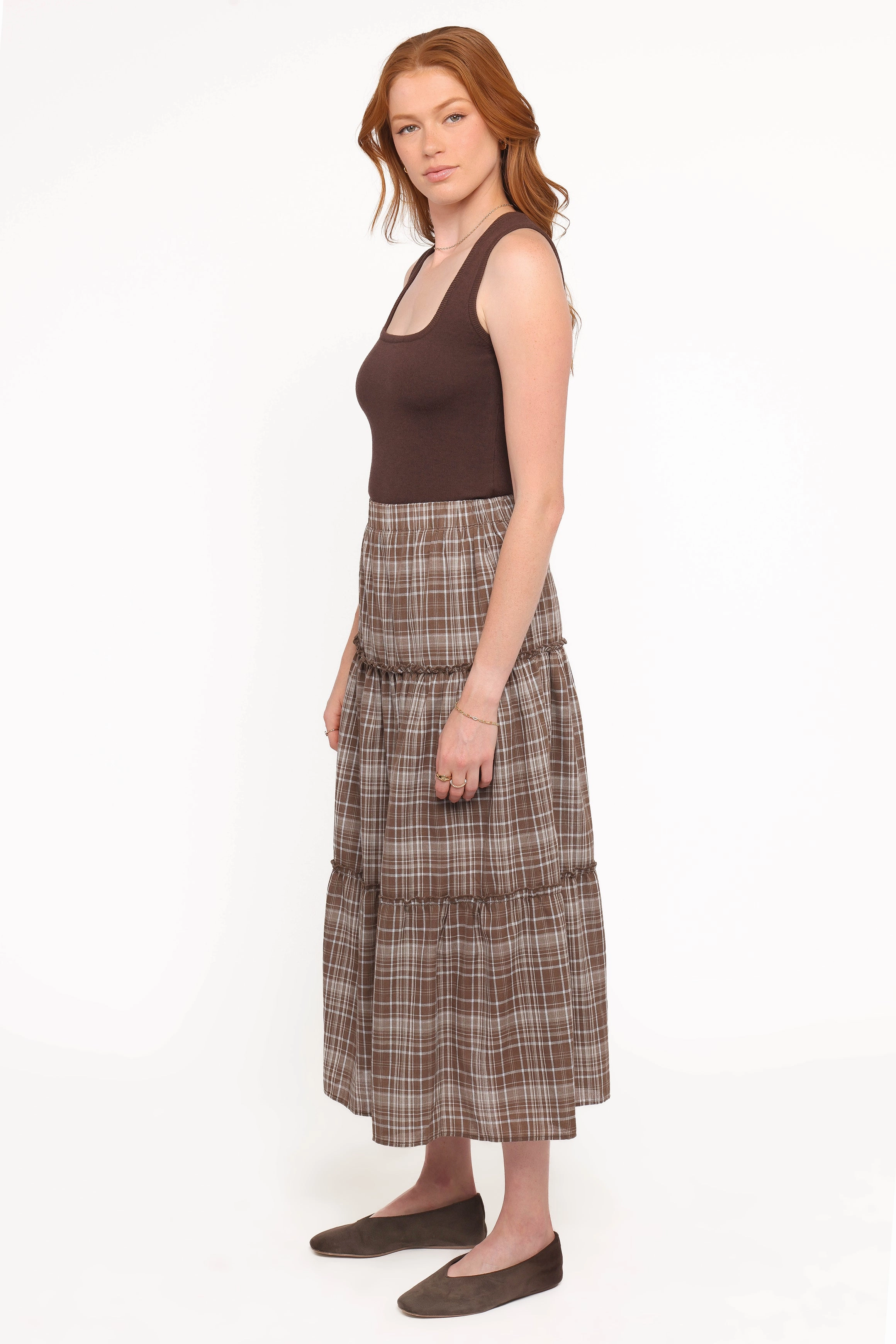 Campbell Tiered Maxi Skirt - Juno Check Senior Style
