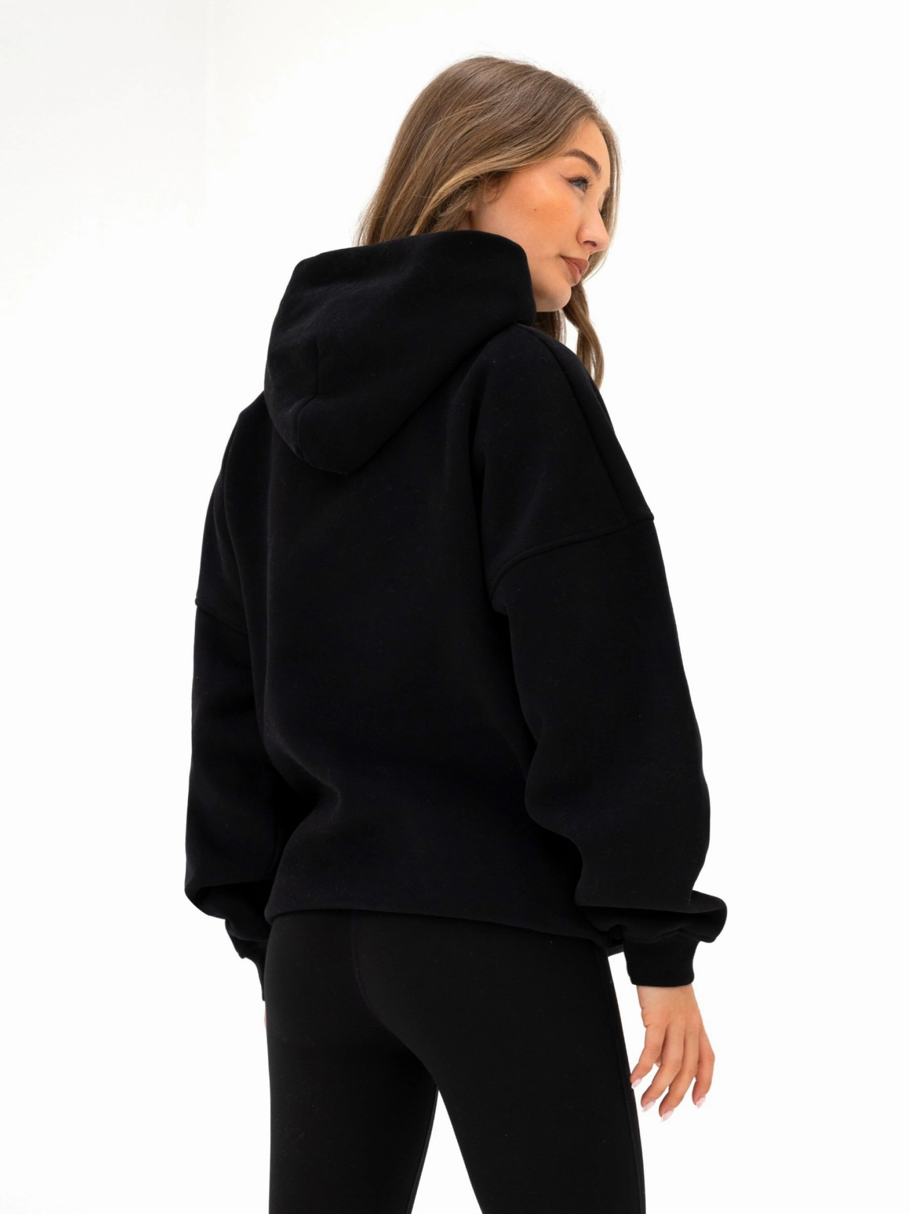 rhinestone accents Studio Oversized Hoodie - Tonal Black