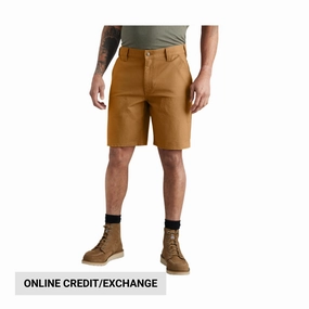 Carhartt Men's Rugged Flex? Relaxed Fit Duck Double Front Utility Work Short - Brown spandex blend