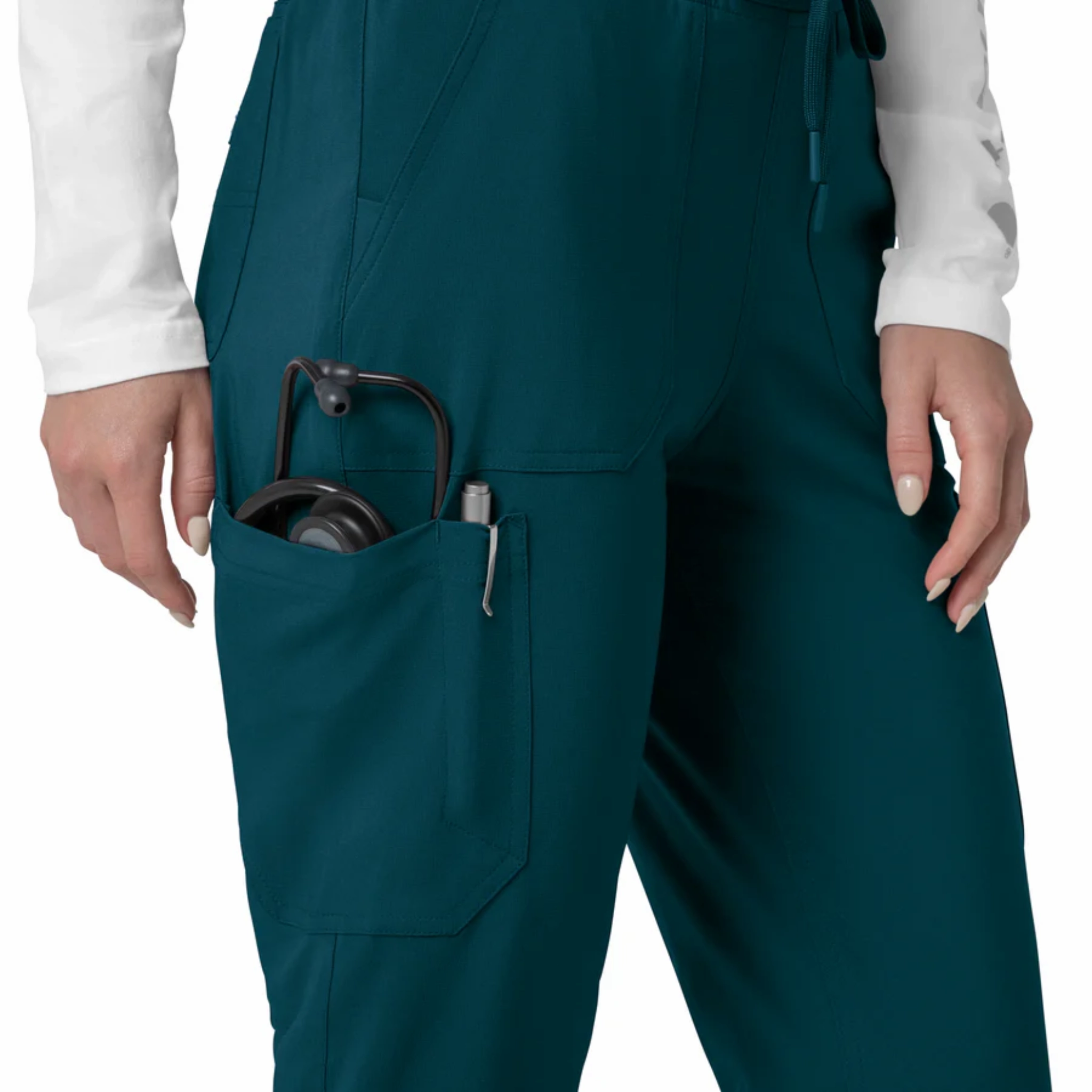 Non Binding Cuffs Carhartt Women's Force Cross Flex Cargo Jogger Scrub Pant - Caribbean