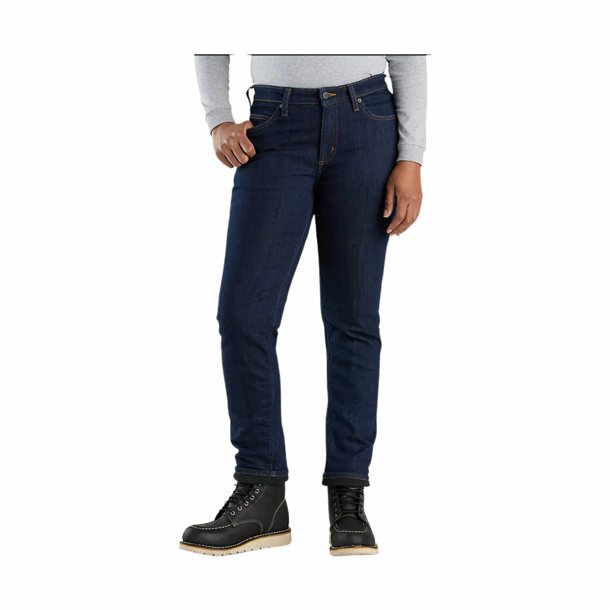 Fashion Comfort Carhartt Women's Rugged Flex Relaxed Fit Fleece Lined Jean - Pinnacle
