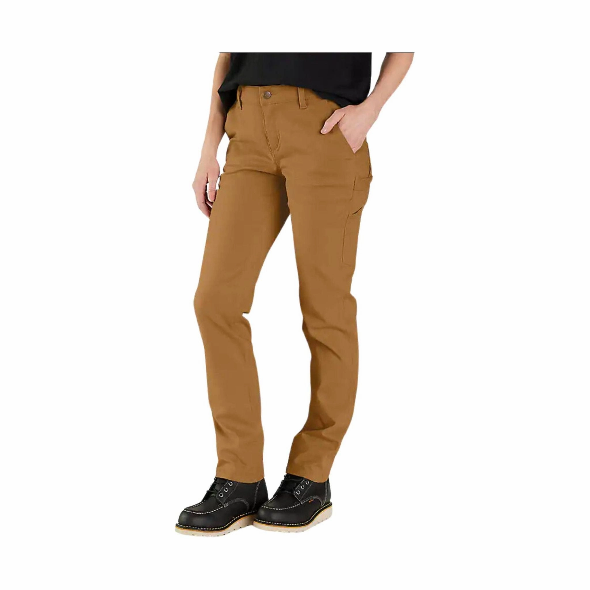 Carhartt Women's Rugged Relaxed Fit Canvas Work Pant - Carhartt Brown Ventilated Panels