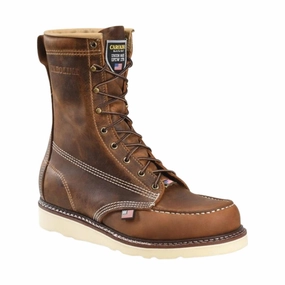 Carolina Men's 8 Inch AMP Moc Soft Toe Wedge Work Boot - Dark Brown Everyday Comfort High   Performance