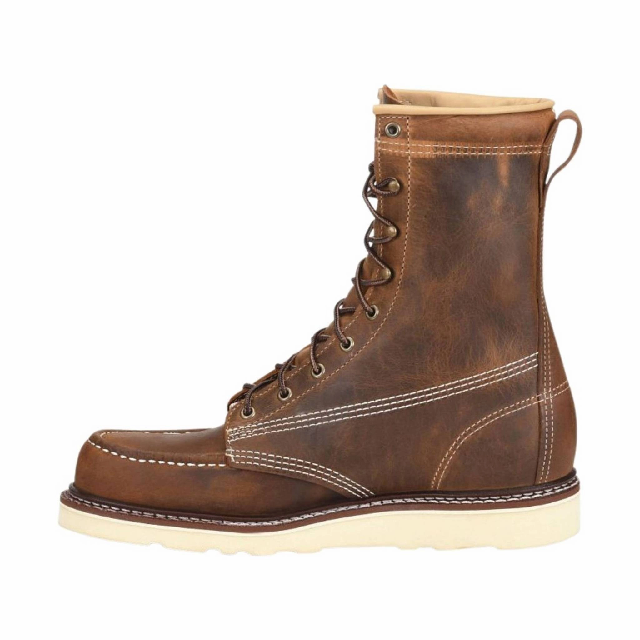 Bold Heel Carolina Men's 8 Inch AMP Moc Soft Toe Wedge Work Boot - Dark Brown