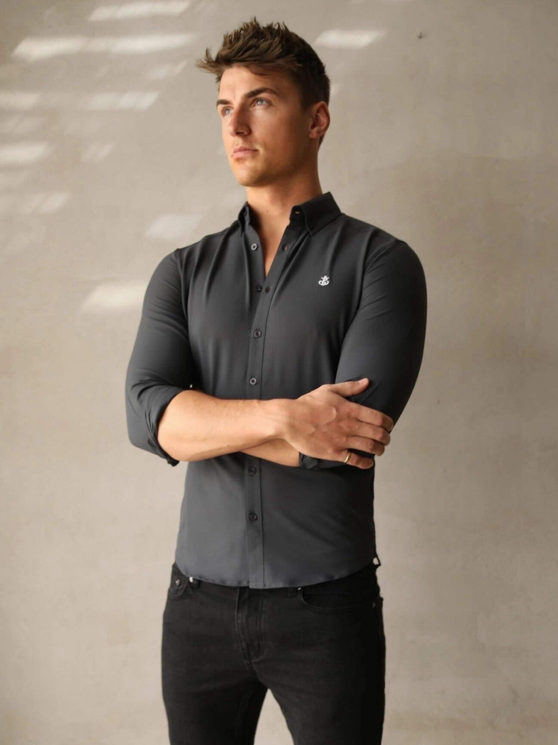 Travel Friendly Carter Long Sleeve Shirt - Petrol Blue