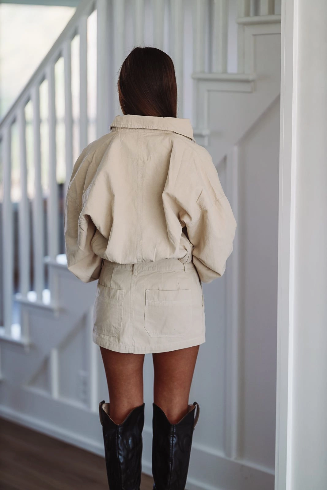 Casual Denim Crop Jacket - Khaki Summer Sweater Wind Resistant Fabric