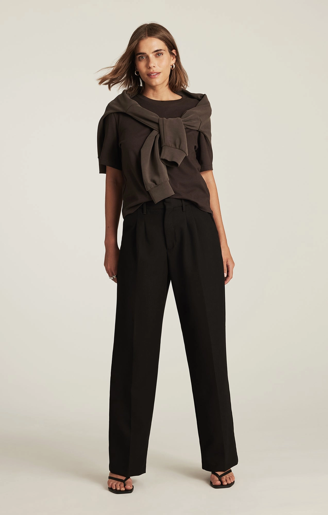 Casual Performance Full Motion CHARLOTTE WIDE LEG IN BLACK SMART TWILL