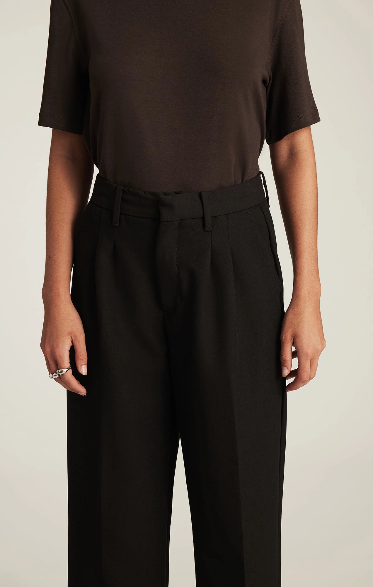 CHARLOTTE WIDE LEG IN BLACK SMART TWILL Breath Flex