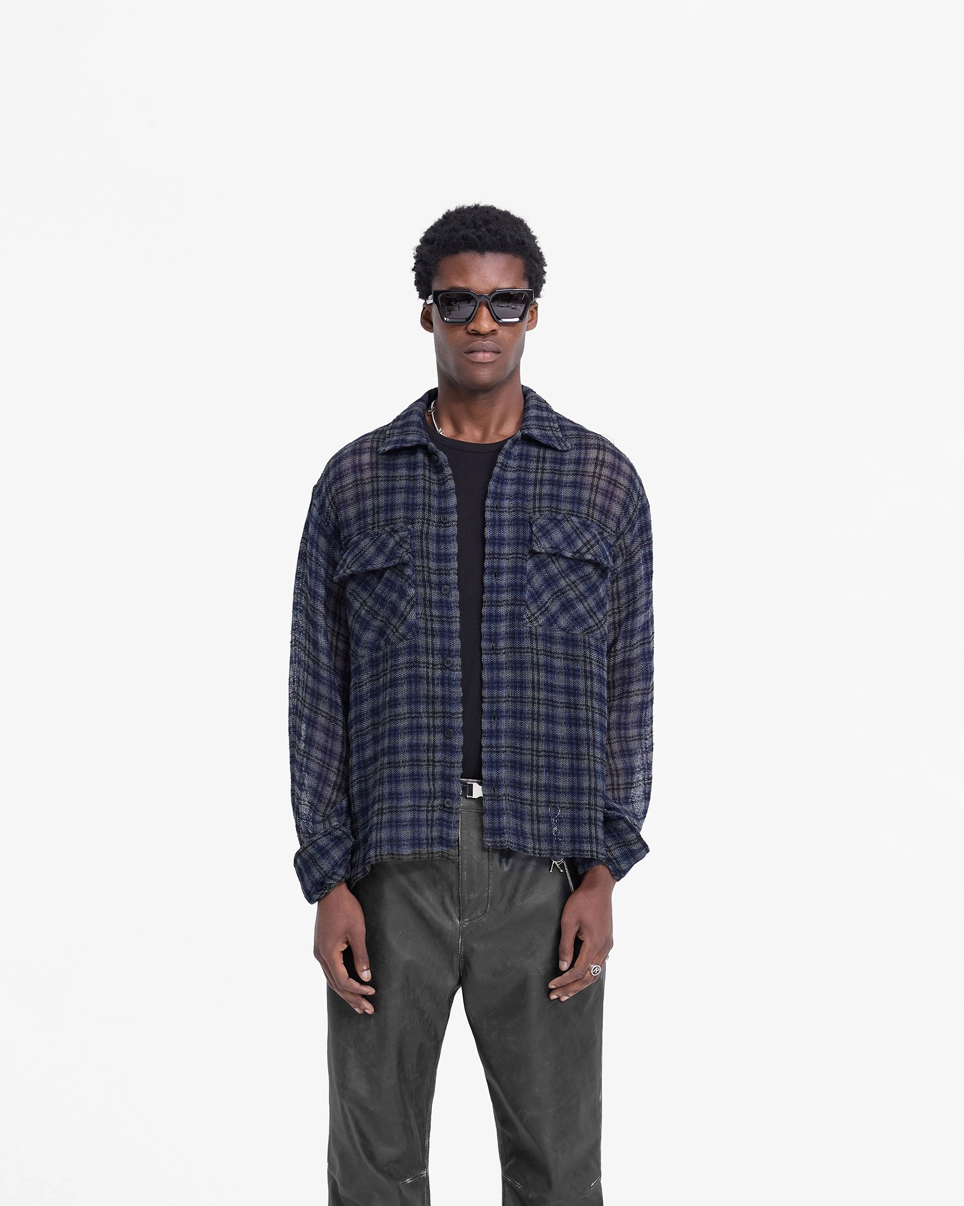 Check Flannel Shirt - Blue Check Durable Quality
