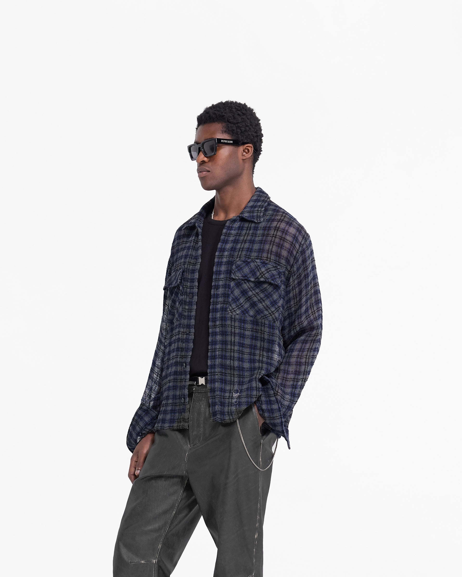 Brushed Inner Lining Summer Camp Check Flannel Shirt - Blue Check