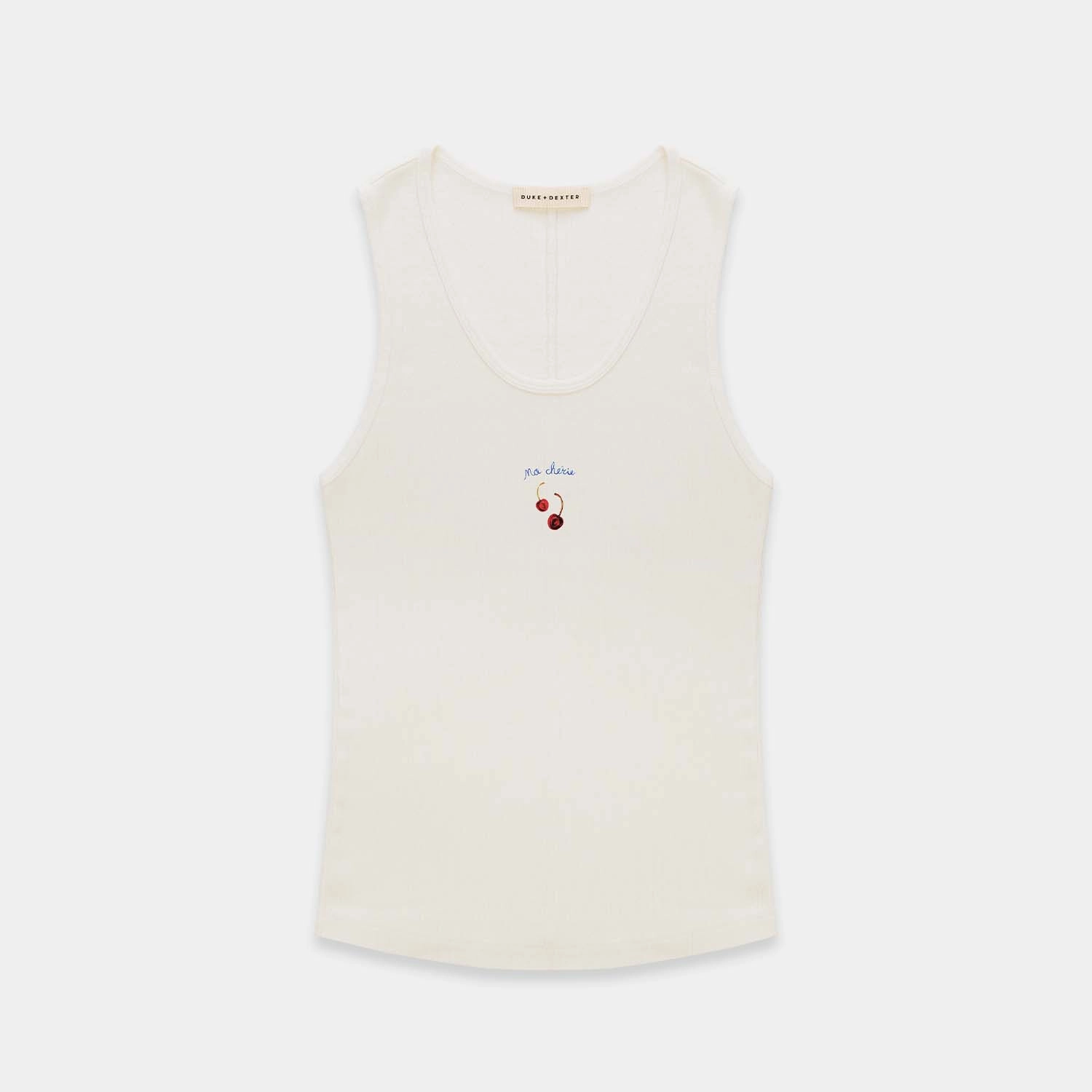 Summer Fashion Cherry Vintage White Vest - Women's