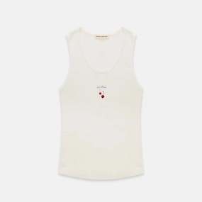 Summer Fashion Cherry Vintage White Vest - Women's