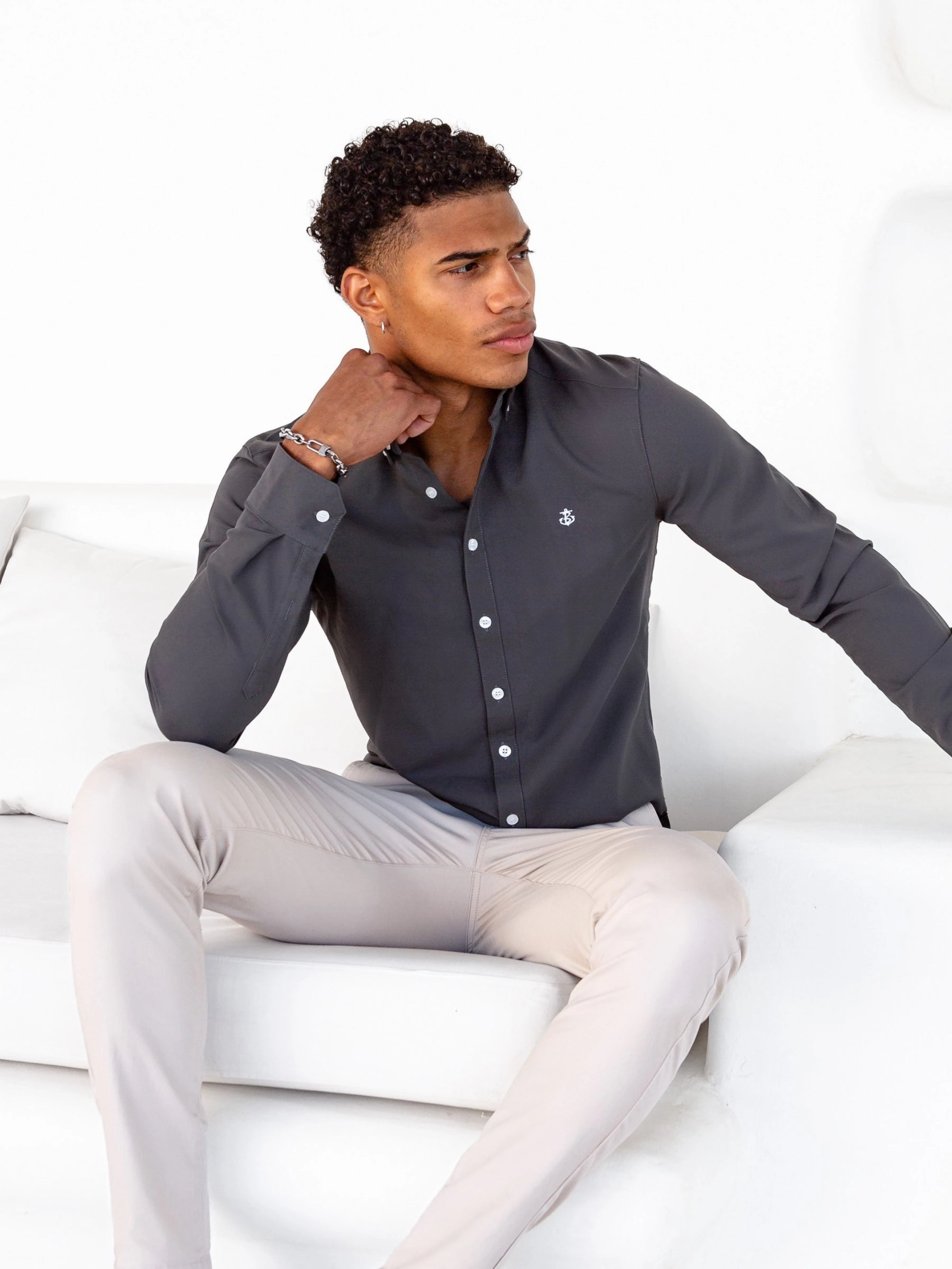 Simple Fit On-The-Go Style Otto Long Sleeve Shirt - Charcoal