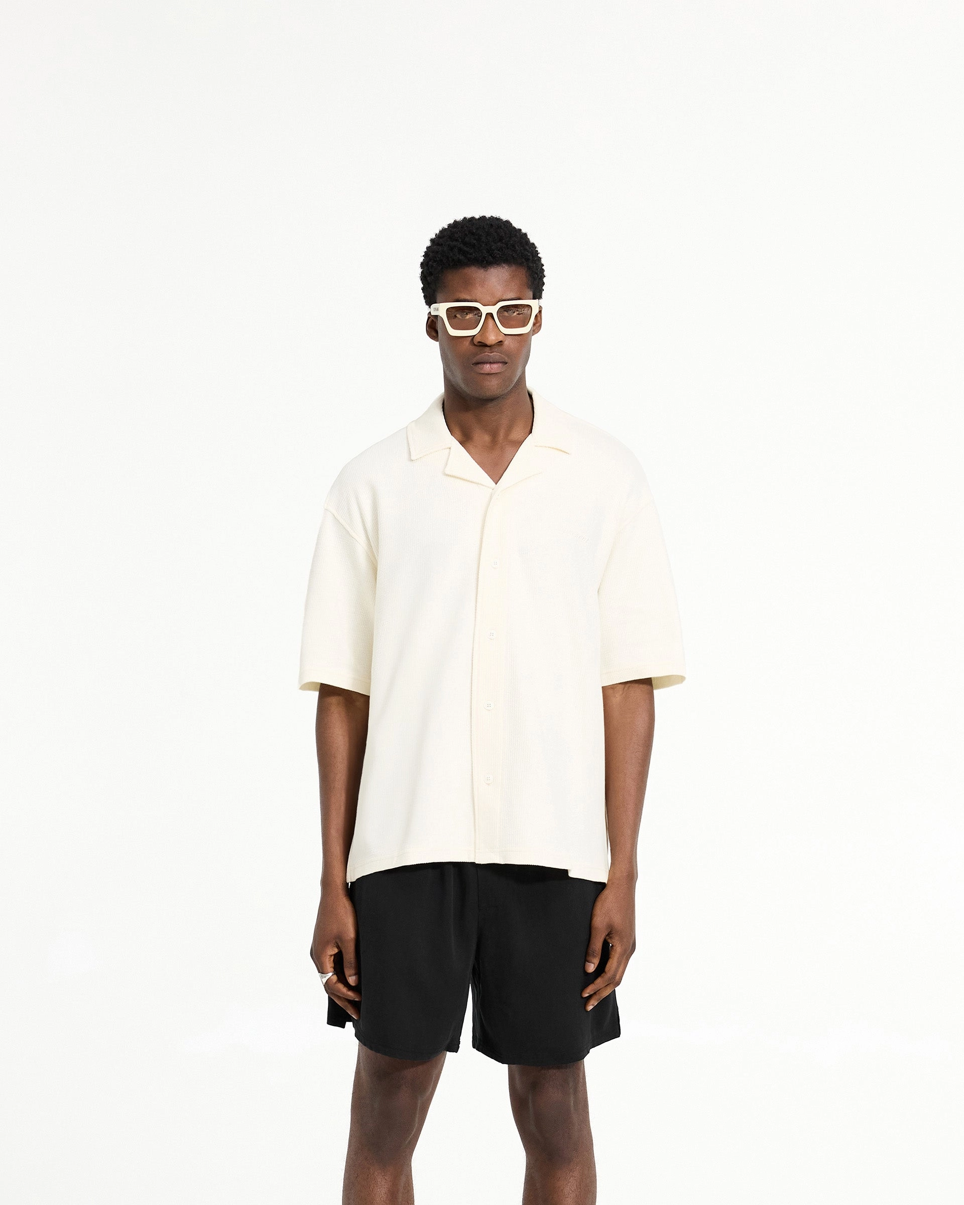 Waffle Shirt - Antique White Stylish Appearance