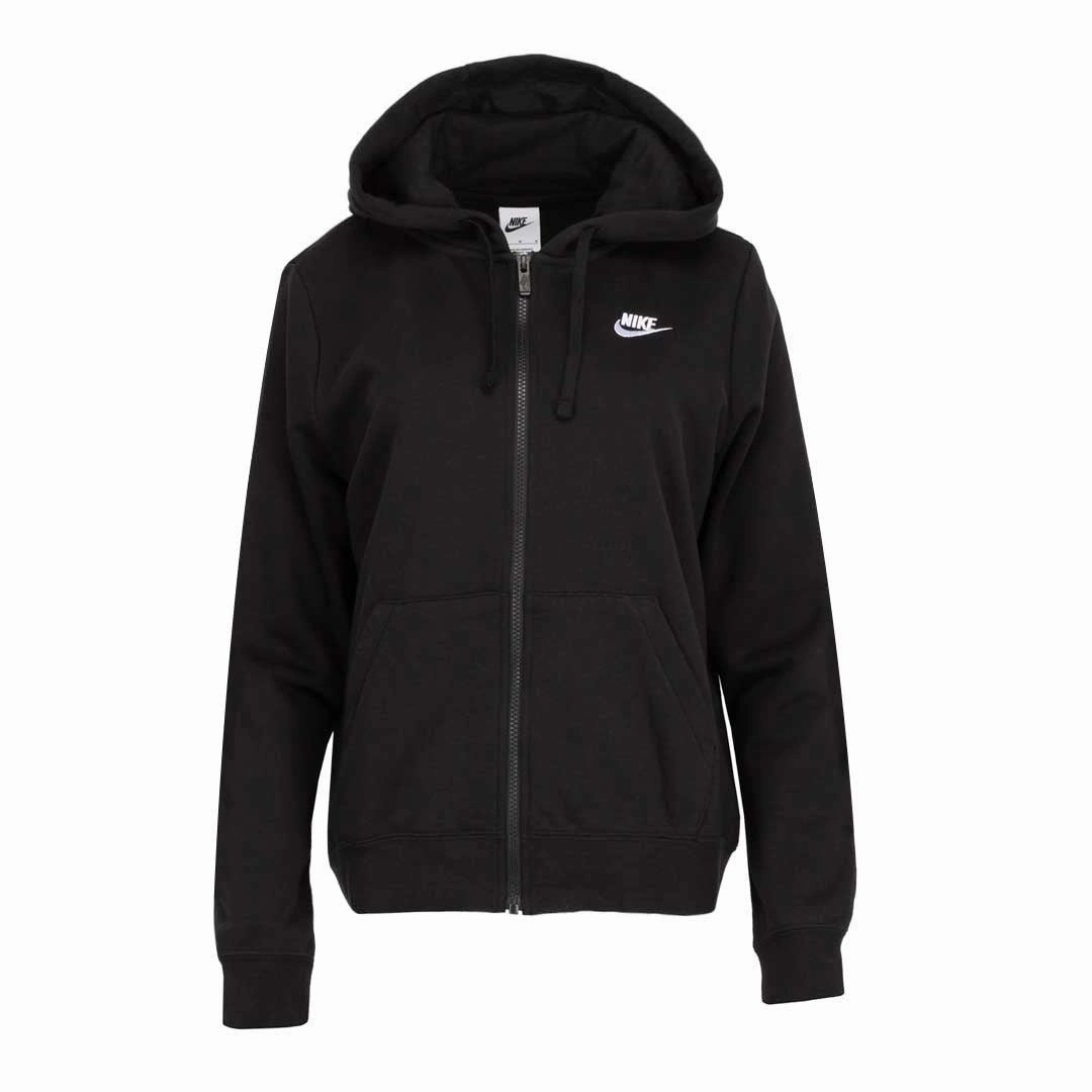Nike - Women's NSW Club Fleece Full Zip Hoodie (DQ5471 010) EcoFriendly Water Repellency