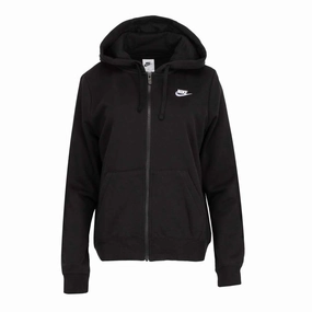 Nike - Women's NSW Club Fleece Full Zip Hoodie (DQ5471 010) EcoFriendly Water Repellency