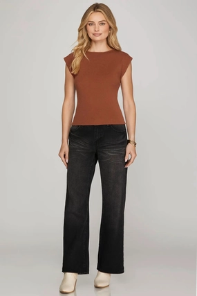 Contrast Stitch Cinnamon Classic Knit Shell
