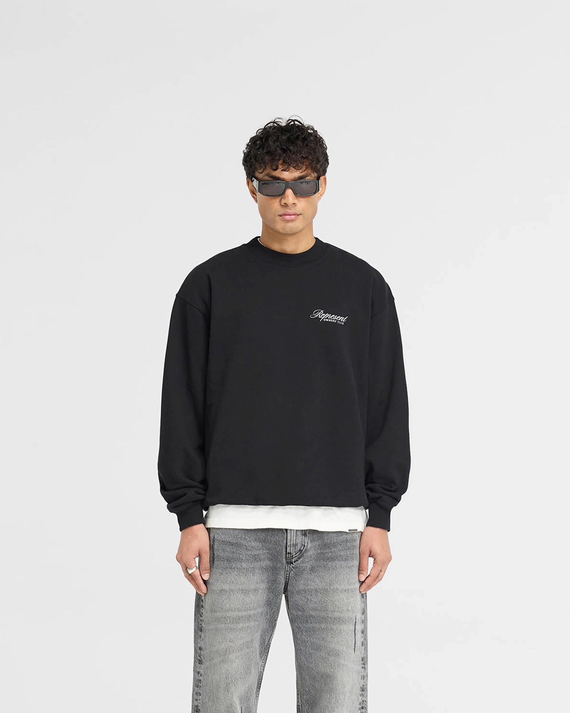 Office Warmth Office Casual Look Represent Owners Club Script Sweater - Black