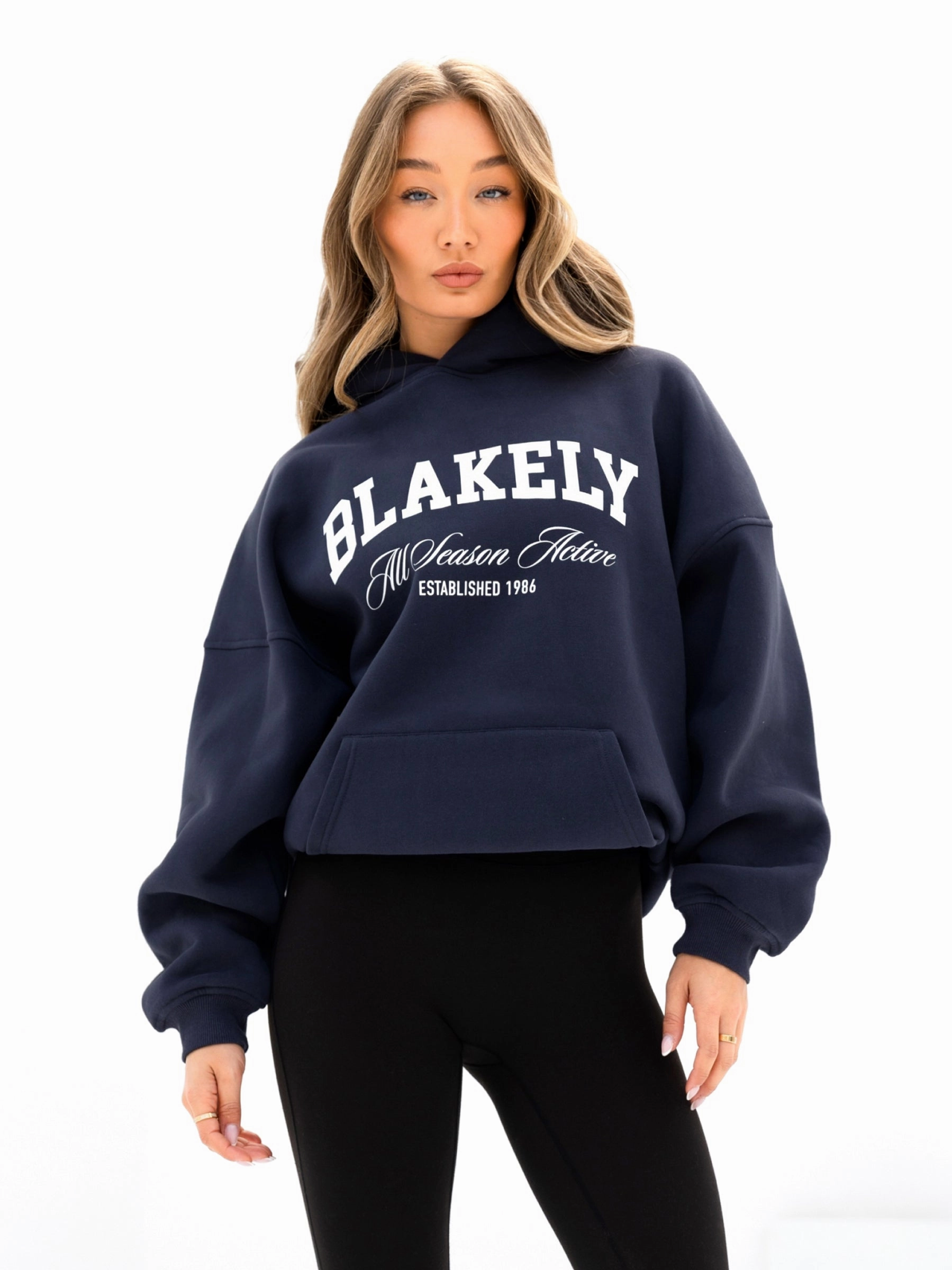 dormitory style Multi Panel Construction Melrose Oversized Hoodie - True Navy