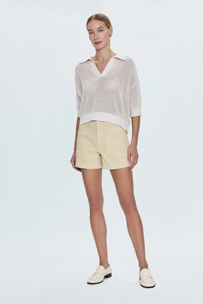 Marissa High Rise Utility Short - Custard Yellow Sleek Fit Cooling Fabric