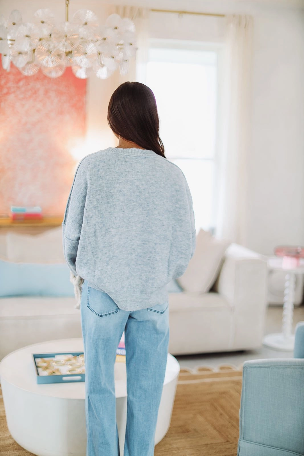 Clara's Bow Sweater - Blue EasyCare Material