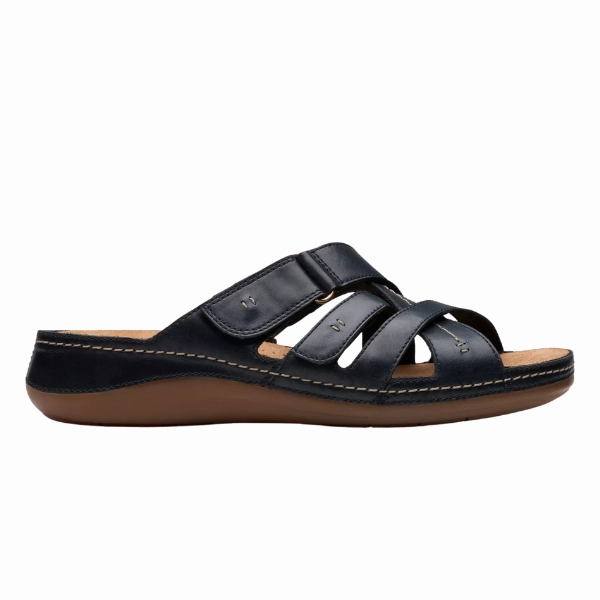 High Heel Clarks Women's Cecily Slide Leather Wide Black