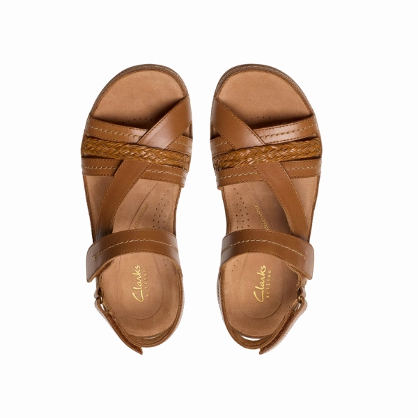 Reinforced Stress Points Clarks Women's Cecily Strap Leather Wide Tan Combo