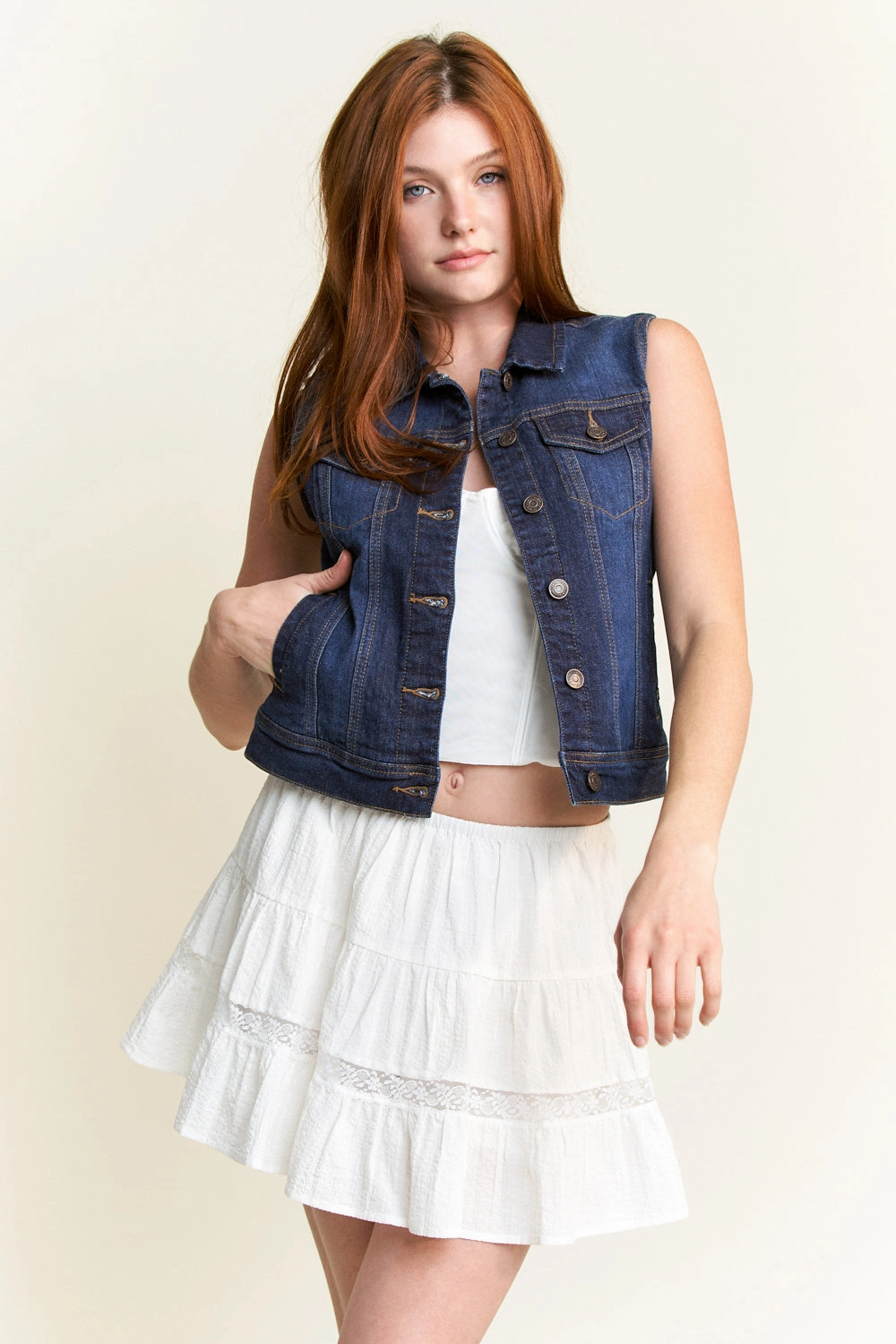 UV Block Secure Closure Systems Classic Denim Vest